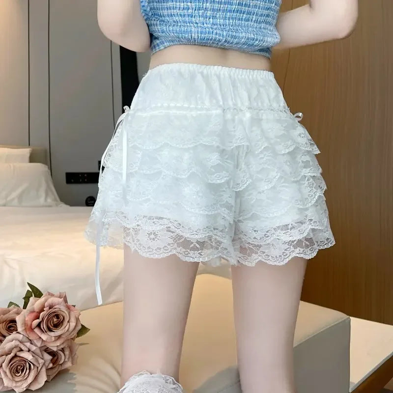 Lace Leggings Bow Shaped Cake Safety Pants Anti Glare Summer Thin Home