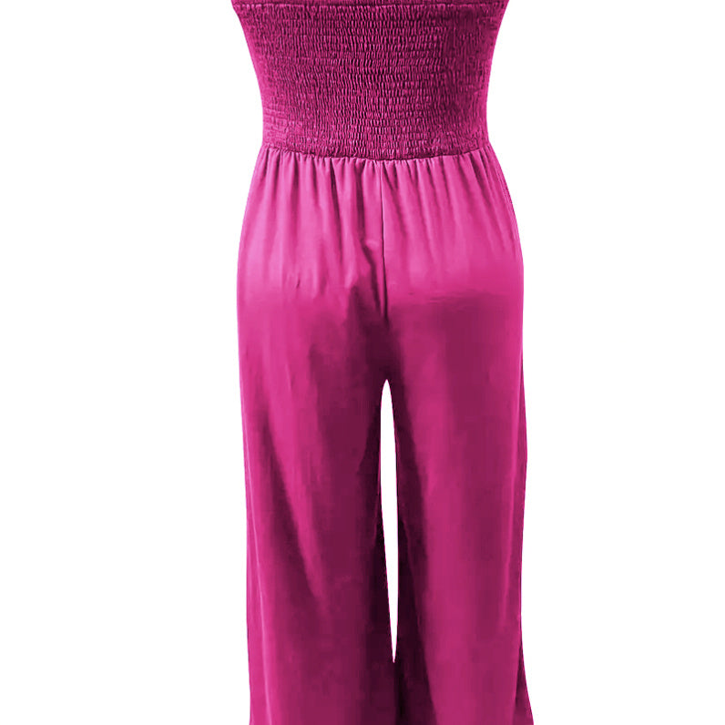 Elegant Women Jumpsuit Off Shoulder Top Straight Pants