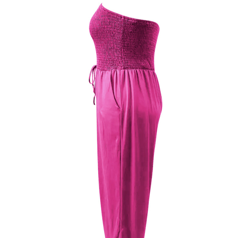 Elegant Women Jumpsuit Off Shoulder Top Straight Pants